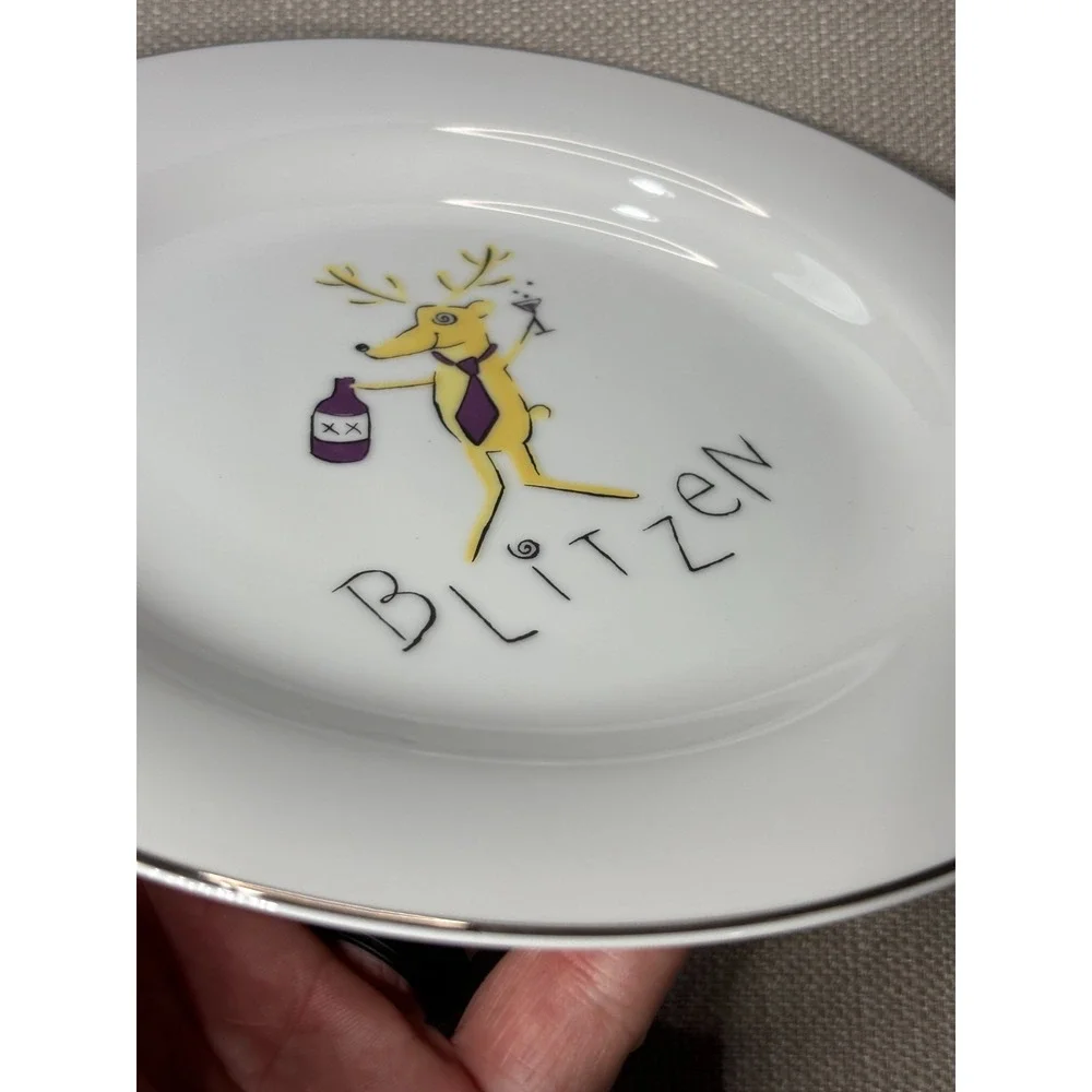 RETIRED Pottery Barn Reindeer Dessert Plates 8.5